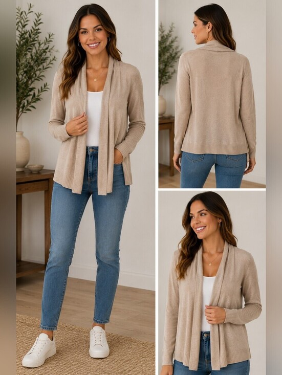 Kaos Sweaters - KAOS Made in Italy Women’s Cardigan Sweater Beige Tan Wool Cashmere Small